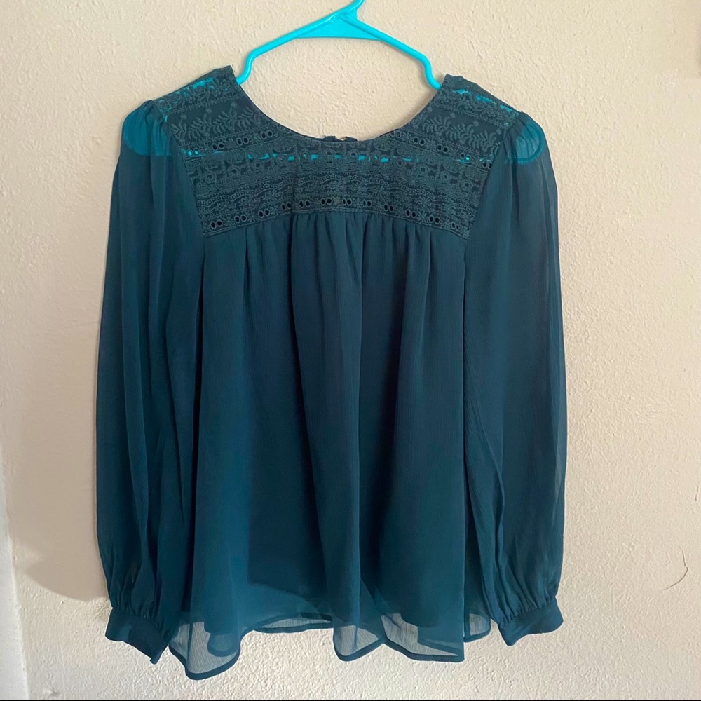 Crochet Front Sheer Blouse